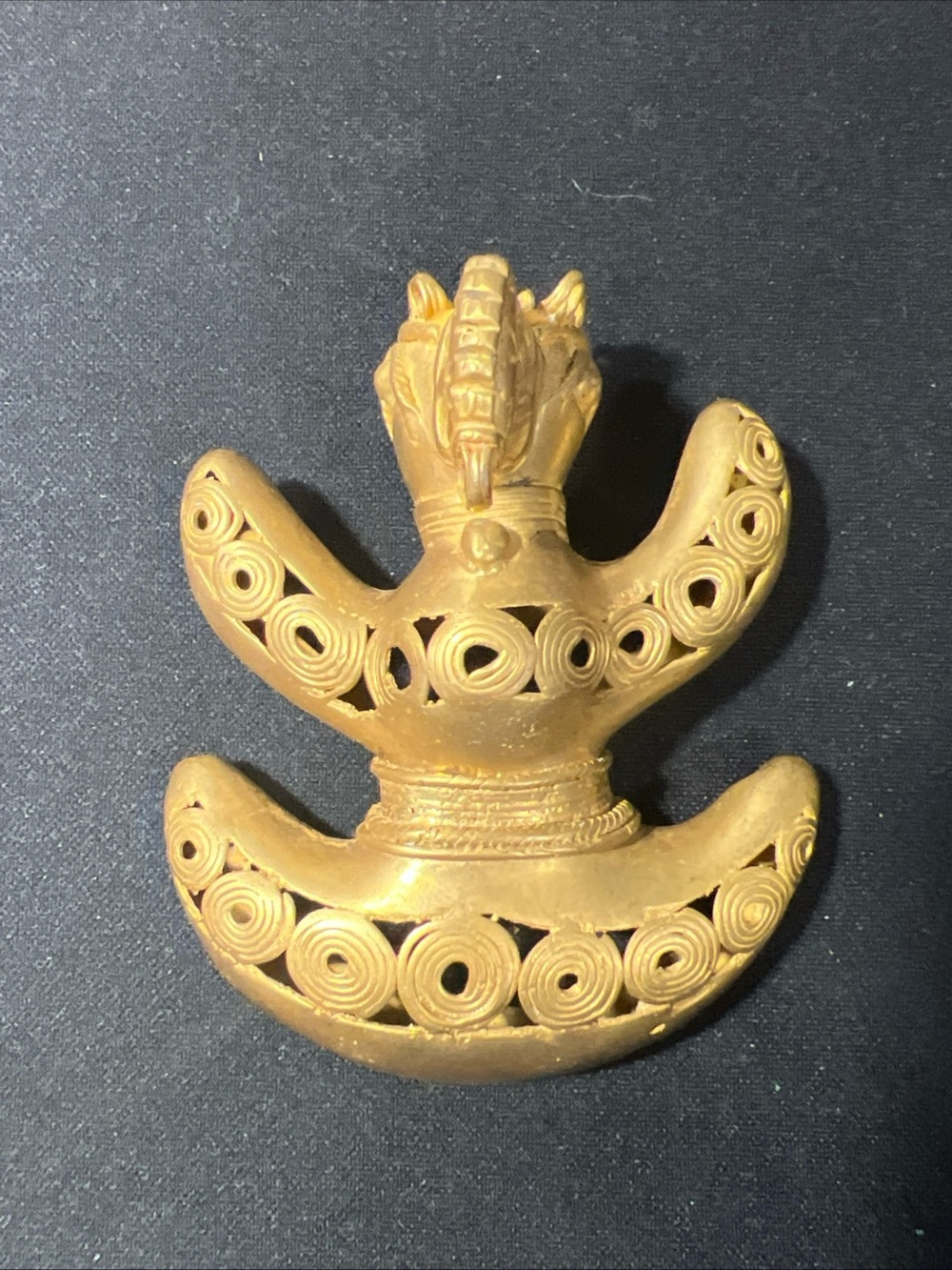 TUMBAGA Gold & Copper Alloy Large Zoomorphic Figurine/Pendant Columbian Art